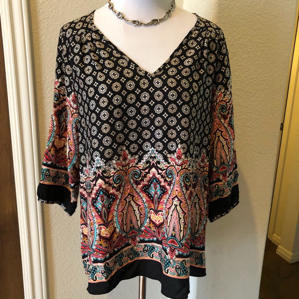 Renee C Womens Tunic Top Stitch Fix Boho Medium Moroccan USA